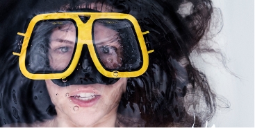 a woman wearing goggles